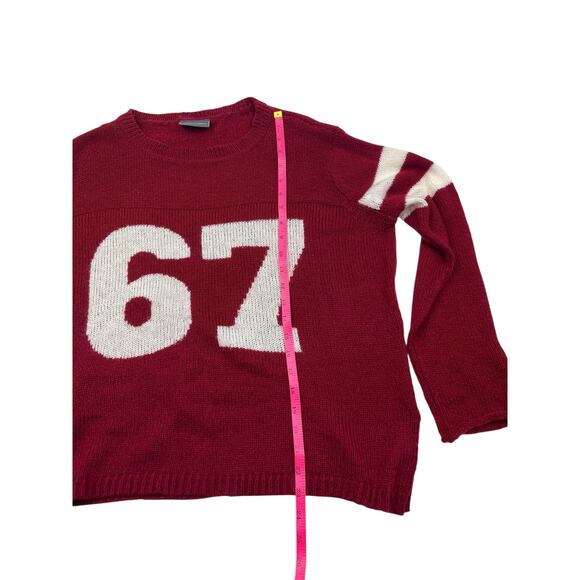 Wooden Ships Womens Red #67 Football Jersey Mohair Wool Blend Sweater Sz S/M - Picture 10 of 12